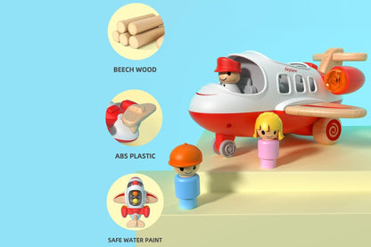 Wooden airplane with sound and light red