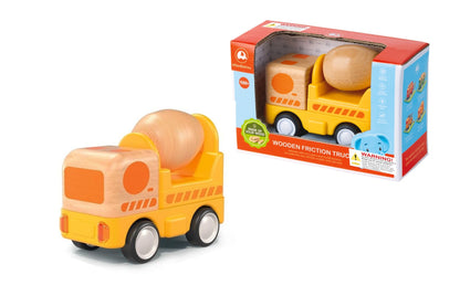 Wooden friction truck concrete mixer with sound and light