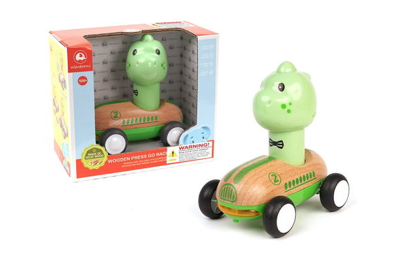  Wooden press go racer dinosaur with sound and light