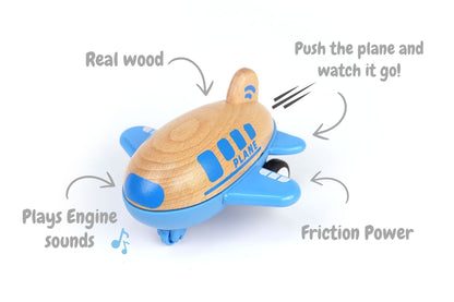 Wooden racer plane airplane with sound- blue