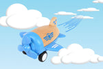 Wooden racer plane propellor with sound- blue