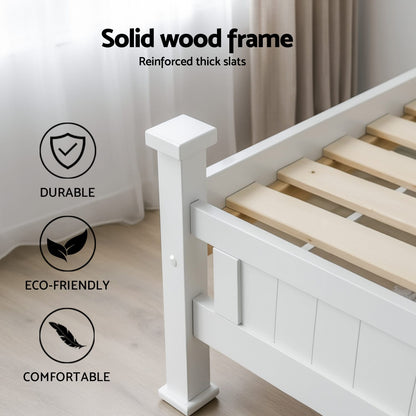King Single Bed Frame Bookshelf 216x118x94cm
