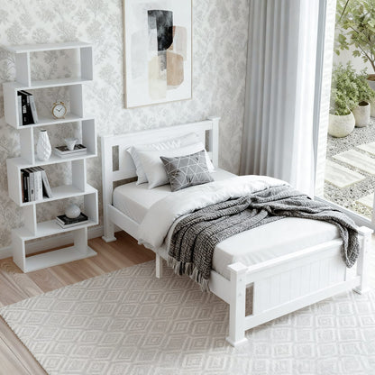 King Single Bed Frame Bookshelf 216x118x94cm