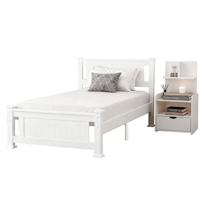 King Single Bed Frame White Marble 216x118x94cm