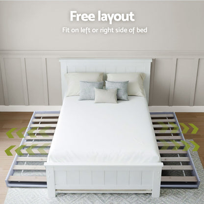 King Single Bed Frame With Bookshelf 212.5x117x90cm