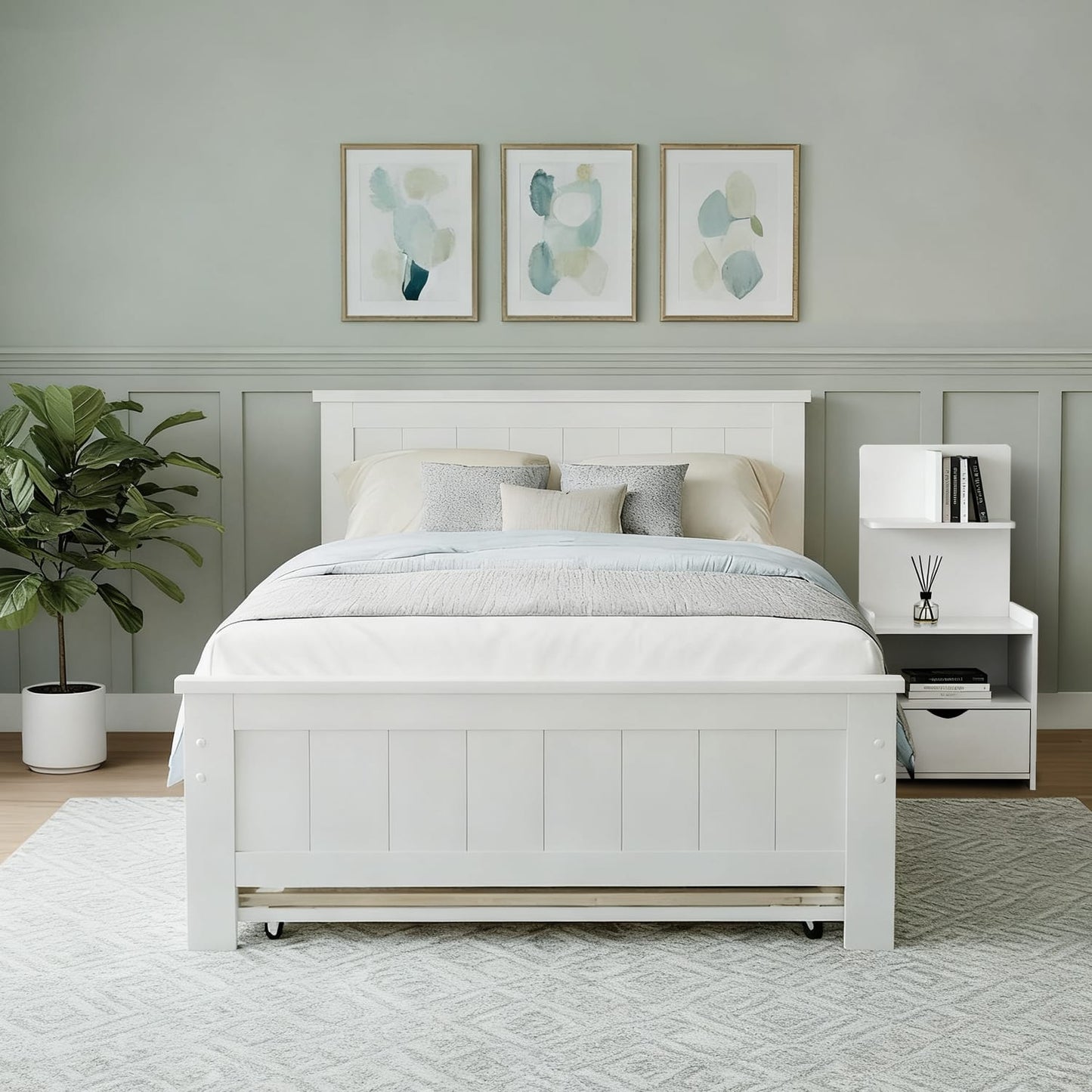King Single Bed Frame White 212.5x117x90cm