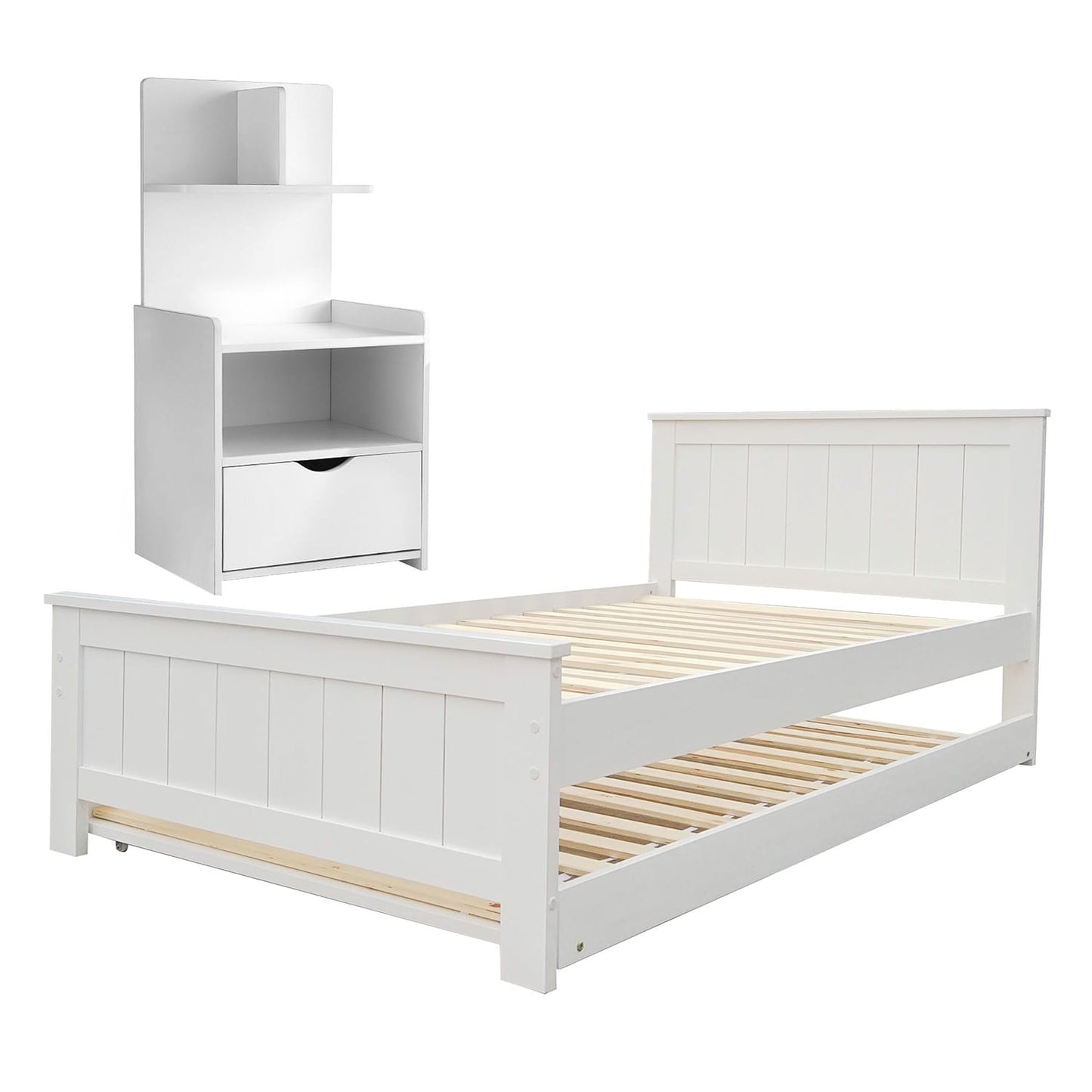 King Single Bed Frame White 212.5x117x90cm