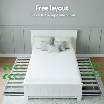 King Single Bed Frame White 212.5x117x90cm
