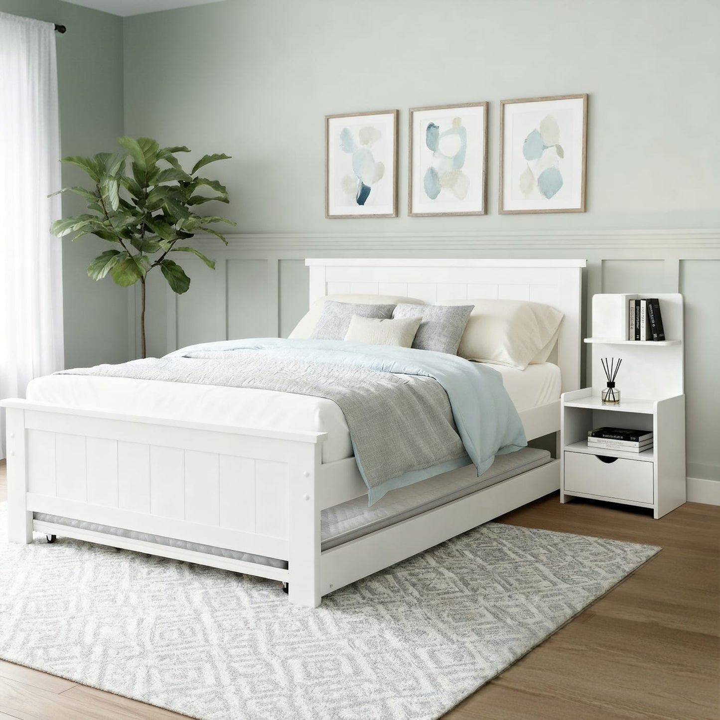 King Single Bed Frame White 212.5x117x90cm