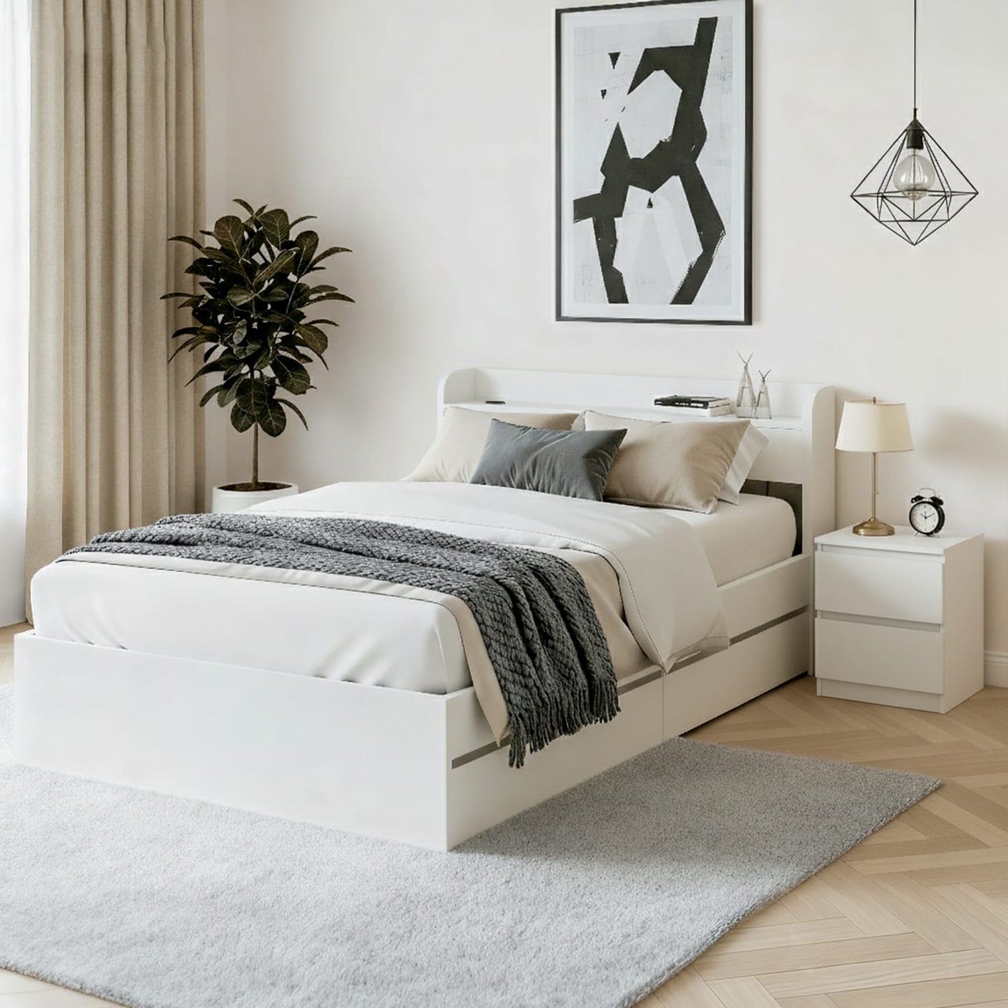 Single Bed Frame With Storage 211x96x70cm