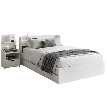 Single Bed Frame With Charging Ports 211x96x70cm