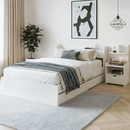 Single Bed Frame With Charging Ports 211x96x70cm