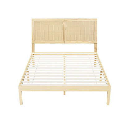 Queen Bed Frame With Rattan Headboard