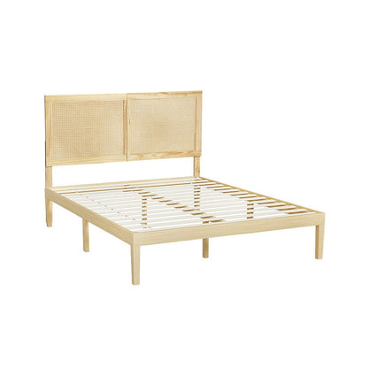Queen Bed Frame With Rattan Headboard