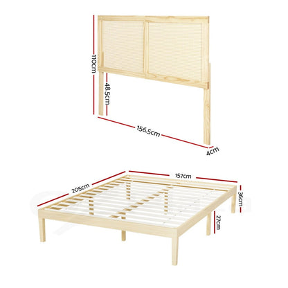 Queen Bed Frame With Rattan Headboard