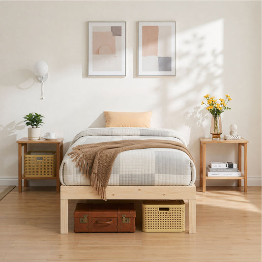 Artiss Bed Frame Double Size Wooden Base Mattress Platform Timber Pine BRUNO