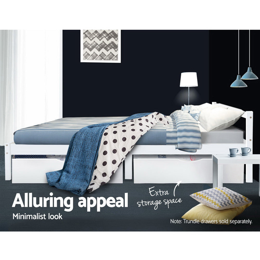 Bed Frame Double Size Wooden White Lexi