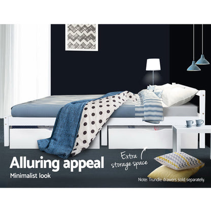Bed Frame Double Size Wooden White Lexi