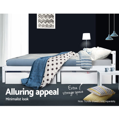 Bed Frame King Single Size Wooden White Lexi