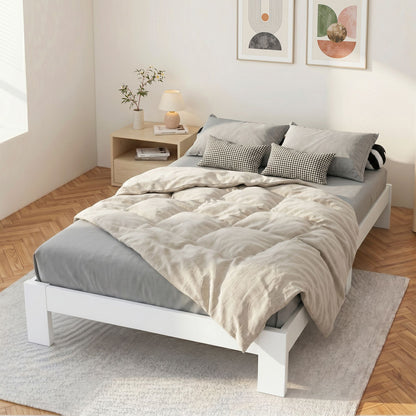 Bed Frame Double Size Wooden White Jade