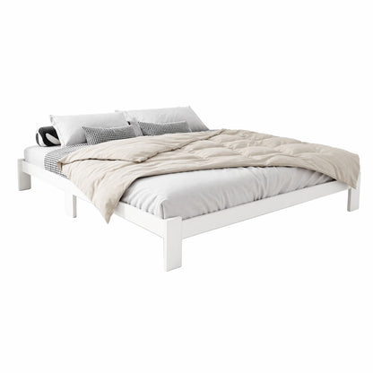 Bed Frame Queen Size Wooden White Jade