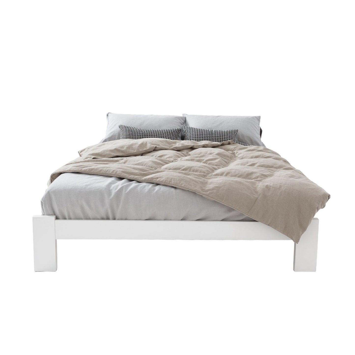 Bed Frame Queen Size Wooden White Jade