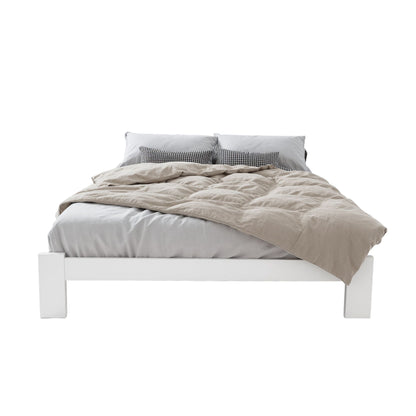 Bed Frame Queen Size Wooden White Jade