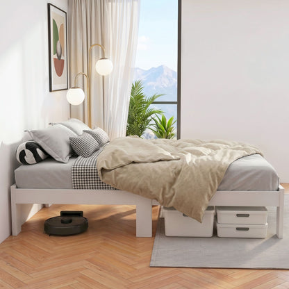 Bed Frame Queen Size Wooden White Jade