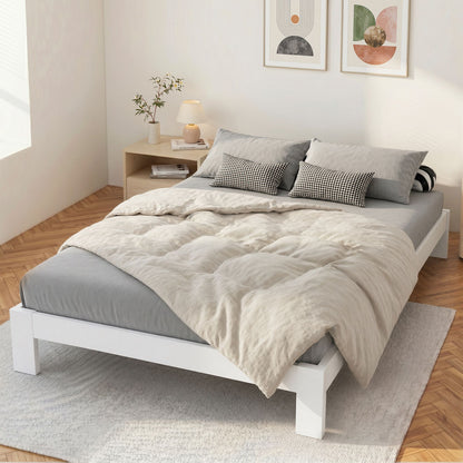 Bed Frame Queen Size Wooden White Jade