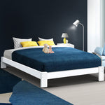 Bed Frame Queen Size Wooden White Jade