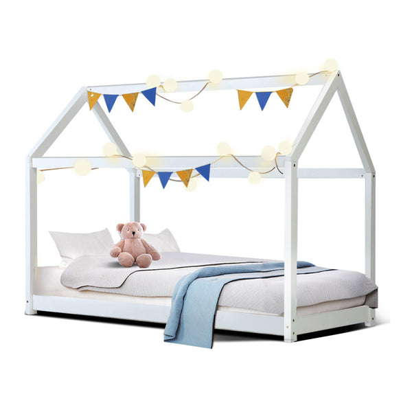  Bed Frame Wooden Kids House Frame White Casa