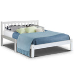 Bed Frame Double Size Wooden White Sofie
