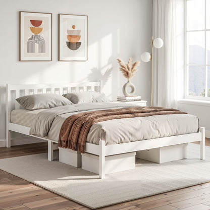 Bed Frame Queen Size Wooden White Sofie