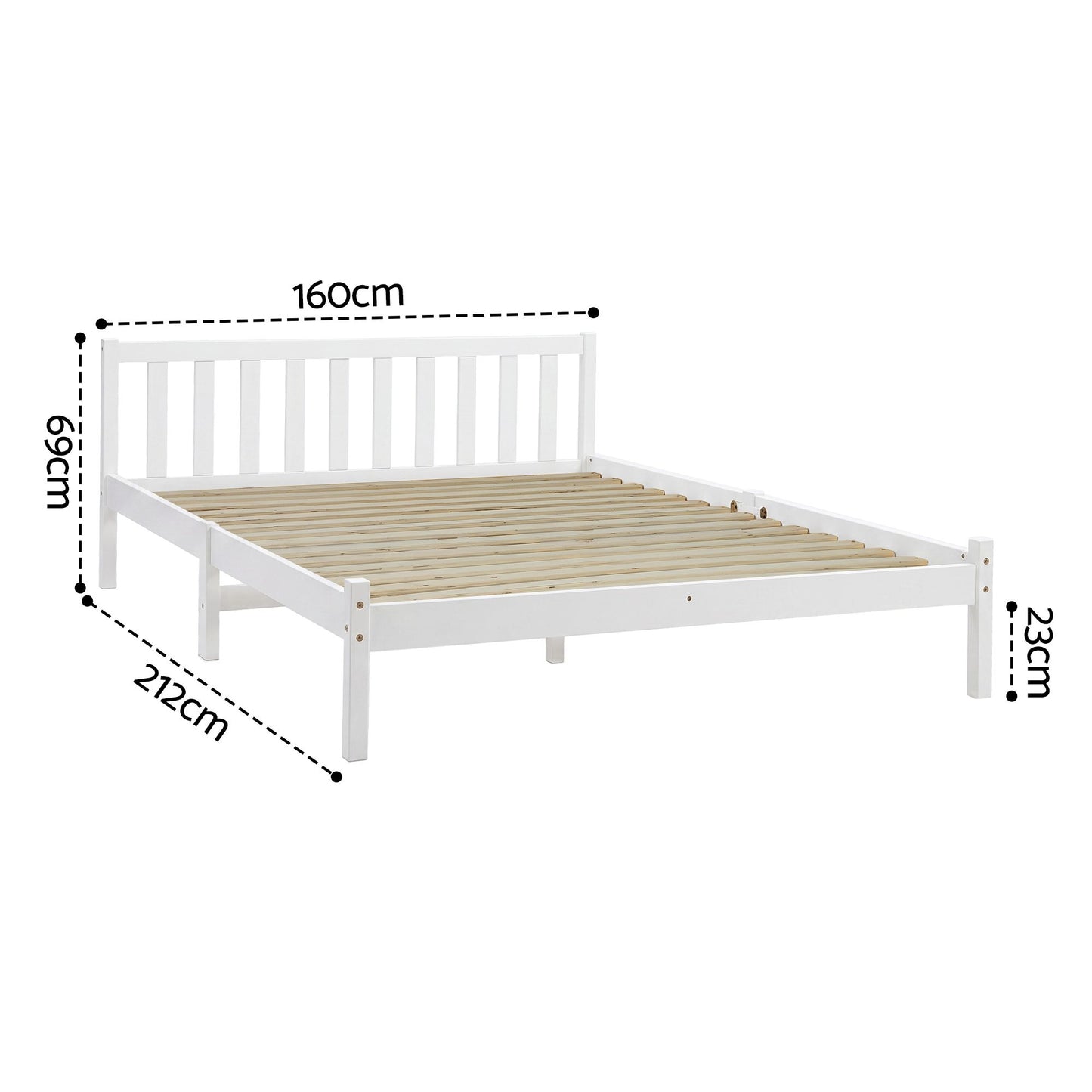 Bed Frame Queen Size Wooden White Sofie