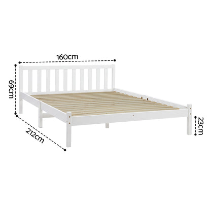 Bed Frame Queen Size Wooden White Sofie