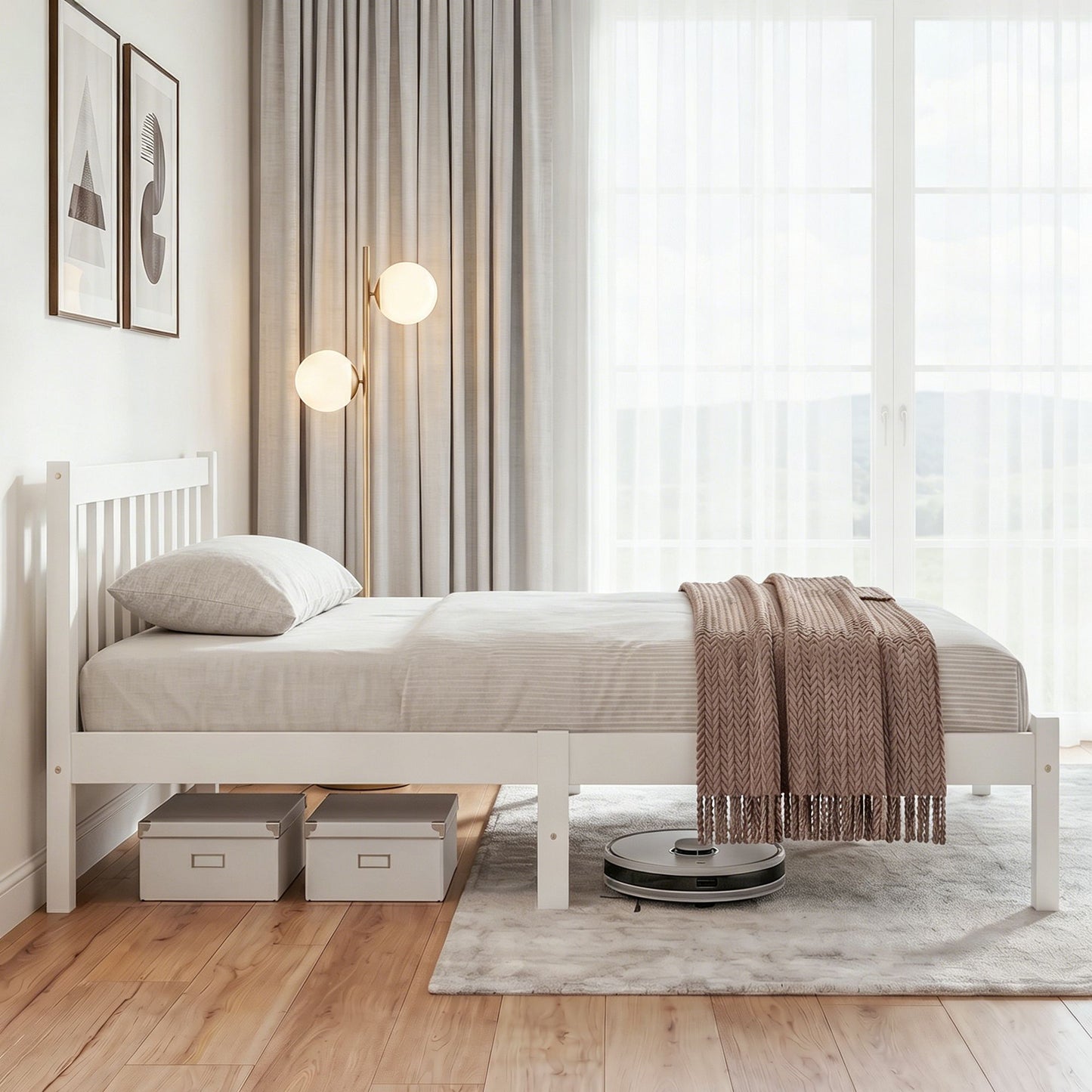 Bed Frame Queen Size Wooden White Sofie