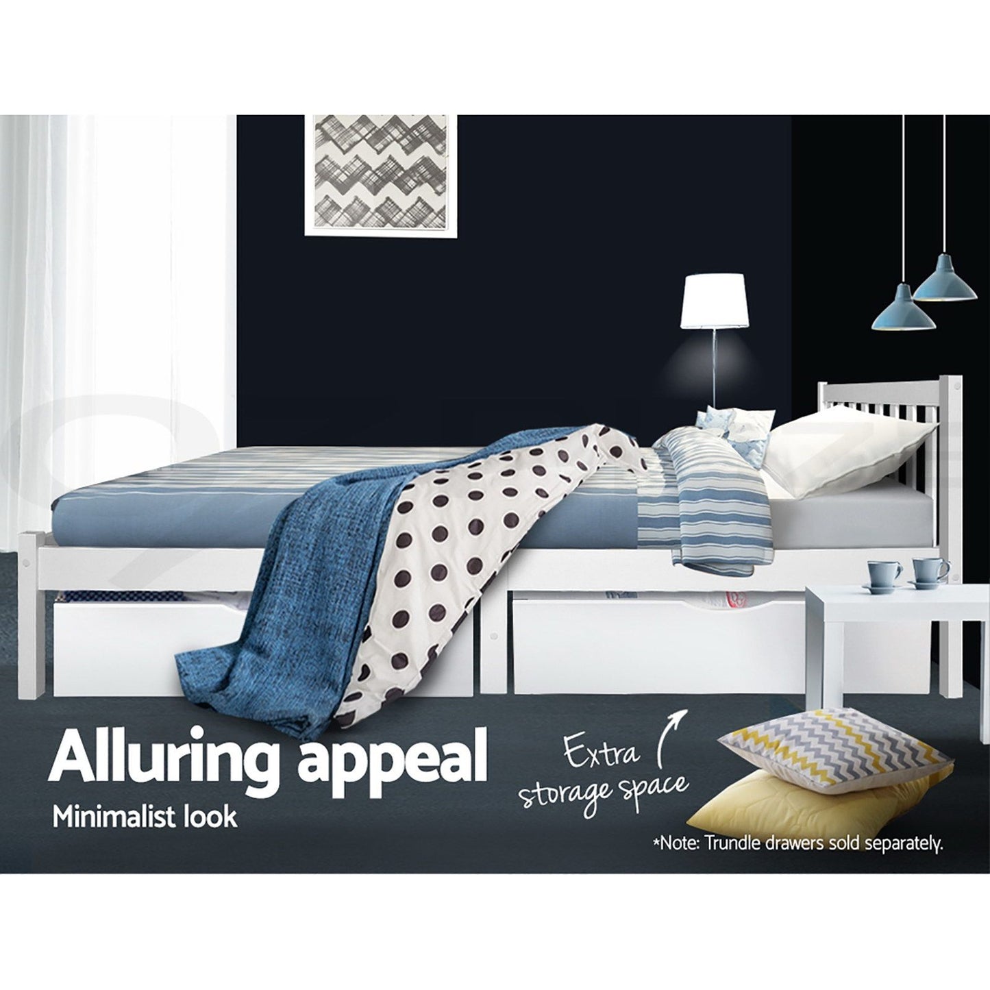 Bed Frame Queen Size Wooden White Sofie