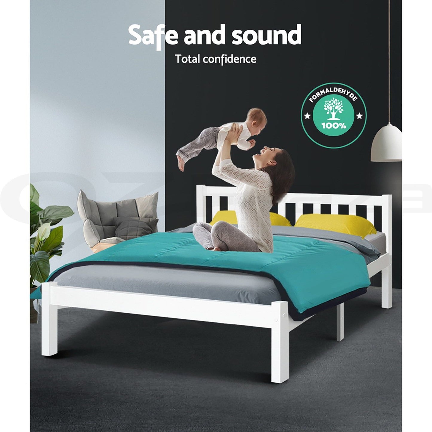 Bed Frame Queen Size Wooden White Sofie