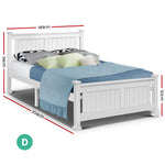 Bed Frame Double Size Wooden White Rio