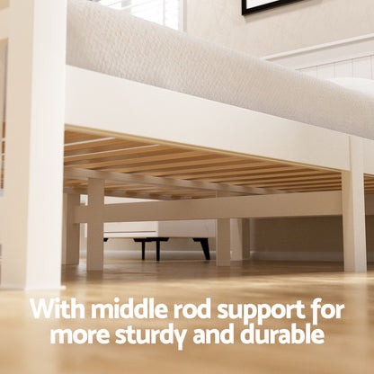 Bed Frame Double Size Wooden Platform With 2 Storage Drawers White