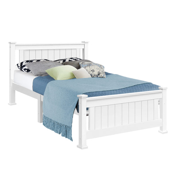  Bed Frame King Single Size Wooden White Rio