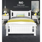 Bed Frame King Single Size Wooden White Rio