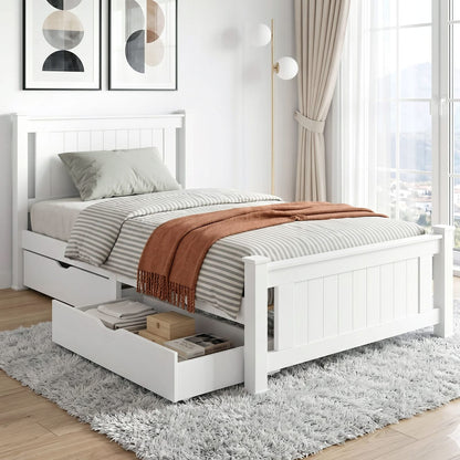 King Single Bed Frame White 216x118x94cm