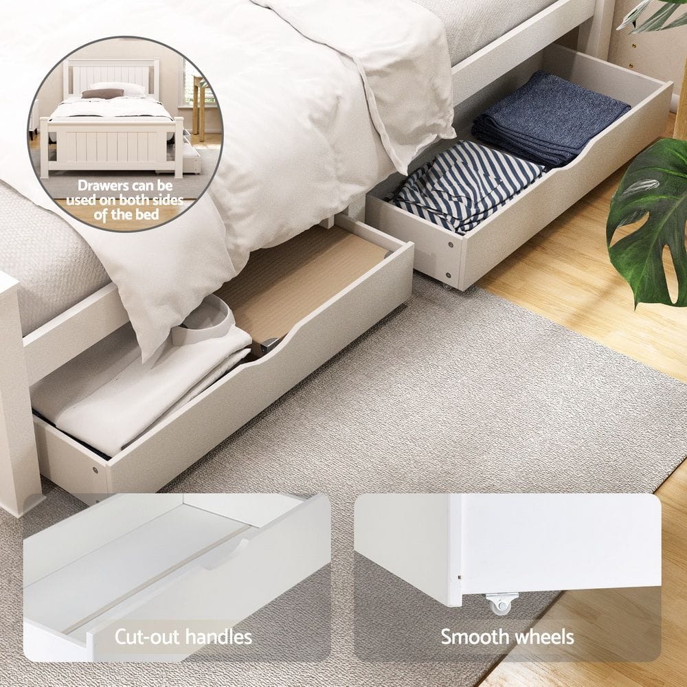 King Single Bed Frame White 216x118x94cm