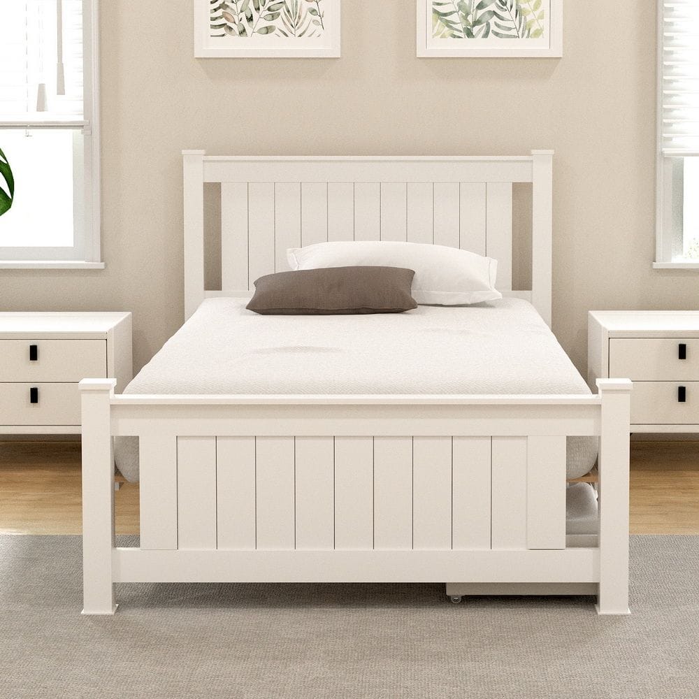 King Single Bed Frame White 216x118x94cm