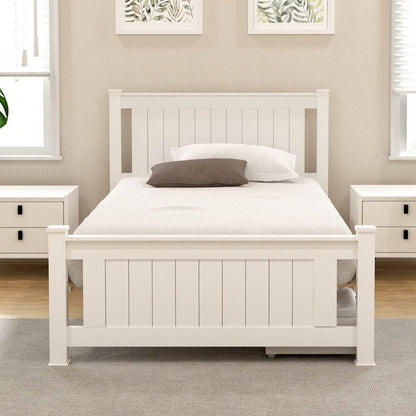King Single Bed Frame White 216x118x94cm