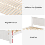 Bed Frame Queen Size Wooden Platform With 2 Storage Drawers White