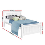 Bed Frame Single Size Wooden White Rio