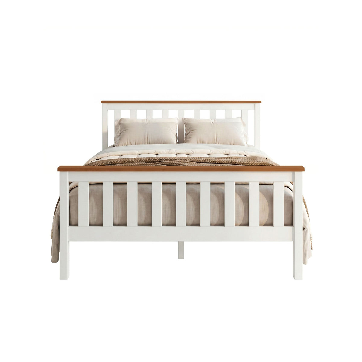 Artiss Bed Frame Double Size Wooden White PONY
