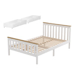 Bed Frame Double Size Wooden Platform With 2 Storage Drawers White